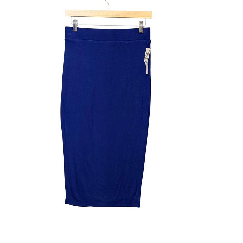 Bar III Womens Royal Blue Midi Pencil Skirt Size M Rayon Blend Stretch Bodycon